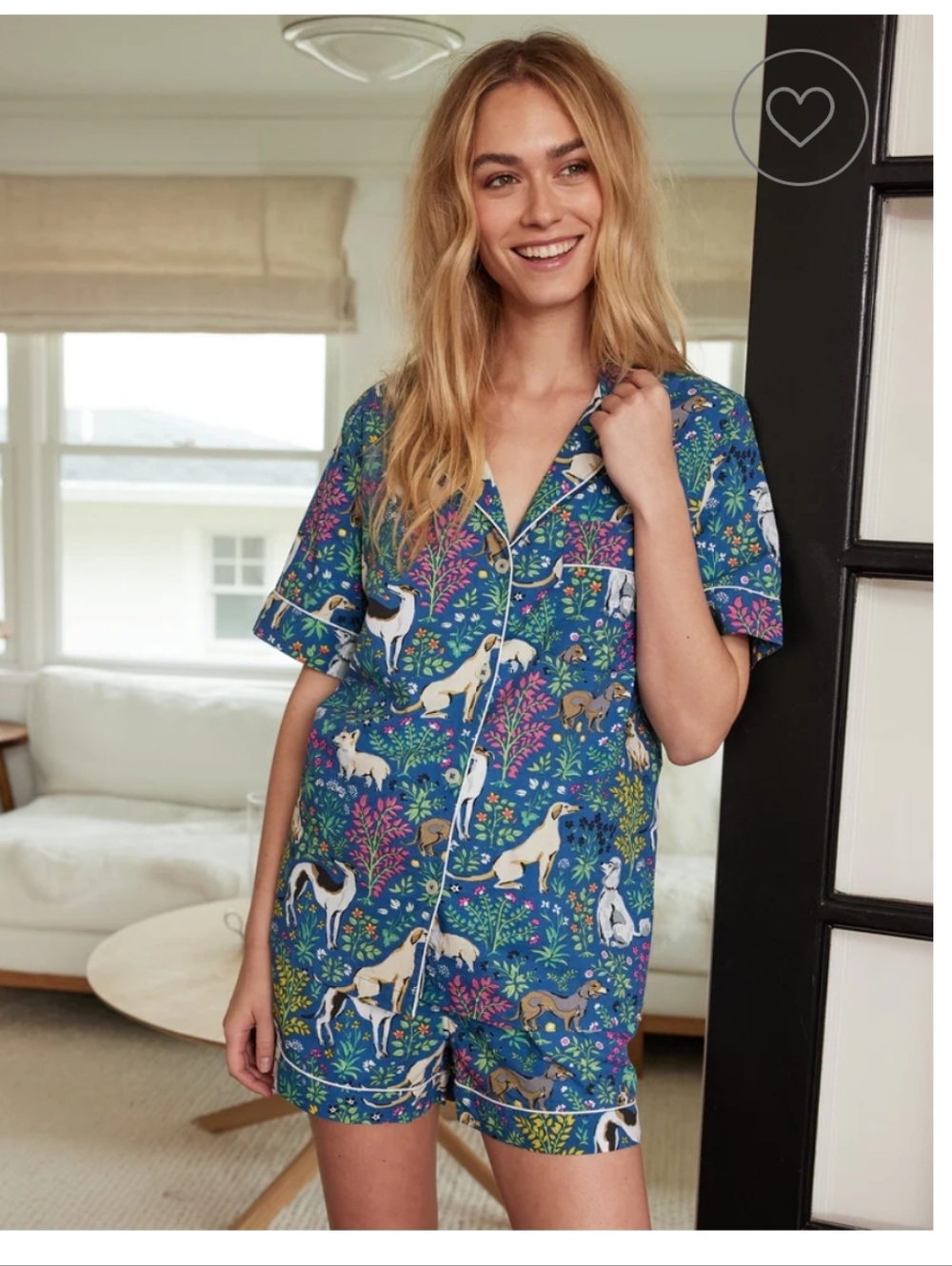 Printfresh Blue Floral Must Love Dogs Print Short Pajama Set